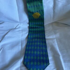 Green and Blue Diamond-Pattern Versace Men's Tie